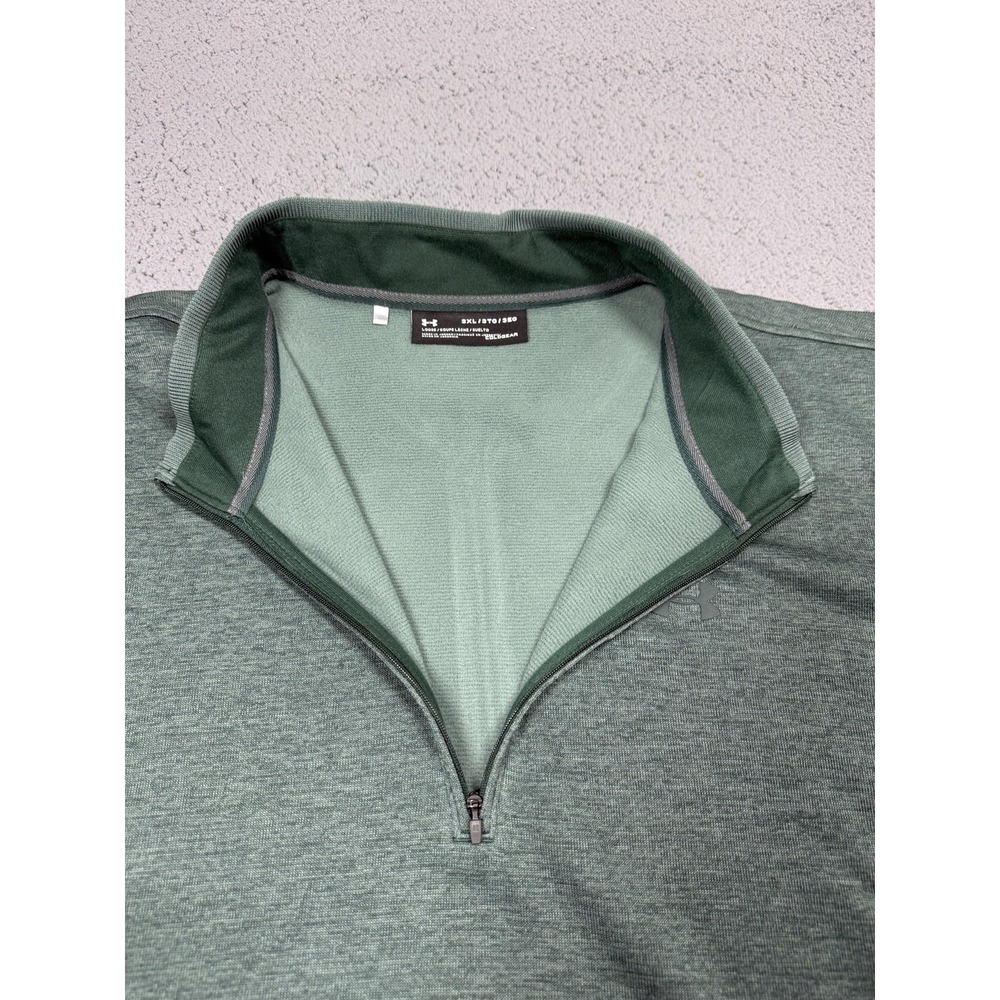 Under Armour Sweatshirt Mens 3XL Green Fleece 1/4 Zip ColdGear Pullover Logo - Picture 3 of 8